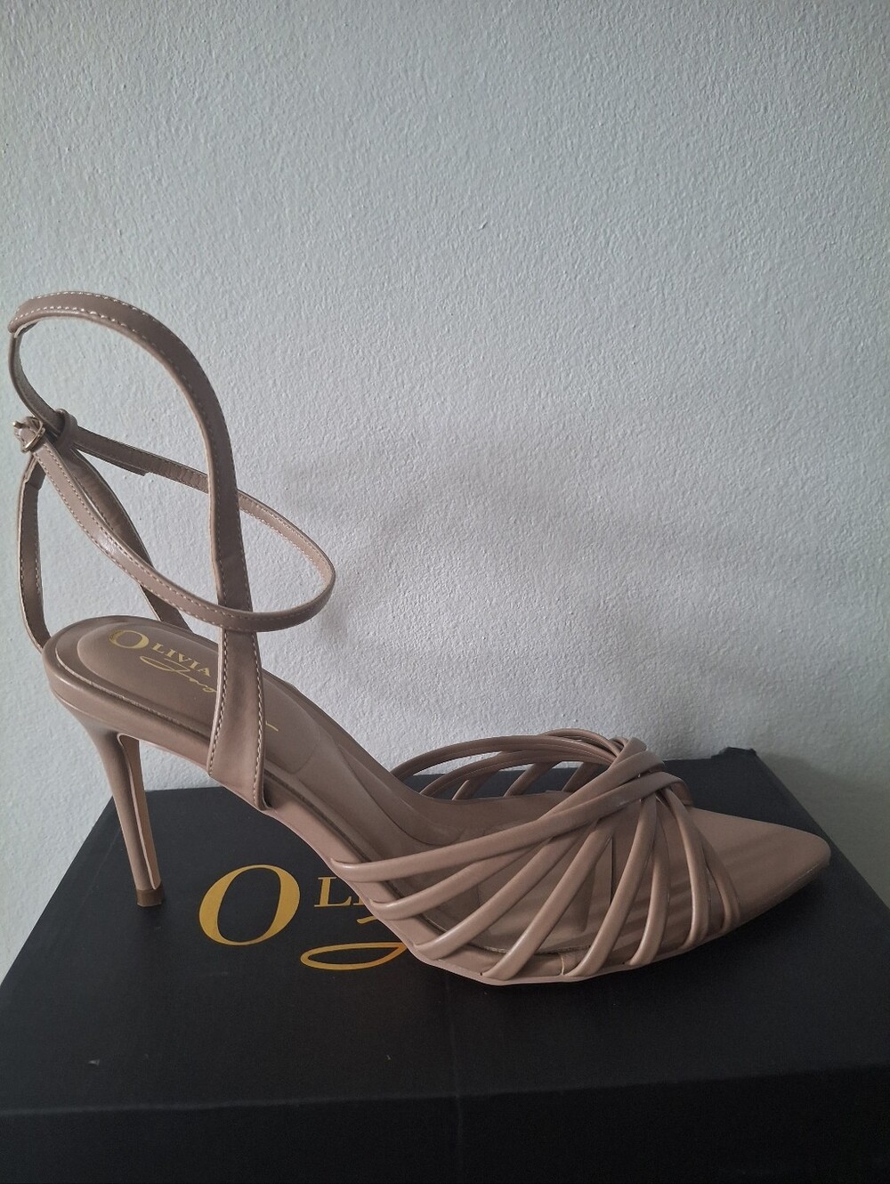 Nude Strappy Stiletto Sandals - Women's